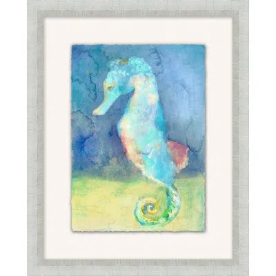 Wendover Art Group Seahorse 2 - Picture Frame Painting On Paper In Blue;green