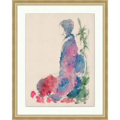 Wendover Art Group Seated Silk By Lillian August - Picture Frame Painting On Paper In Blue;green;pink;aqua