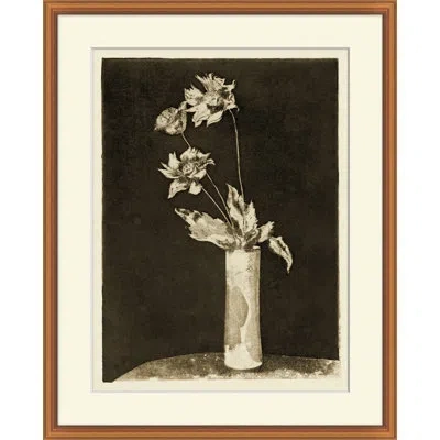Wendover Art Group Sepia Floral Etching 2 - Picture Frame Painting On Paper In Black;white;gray