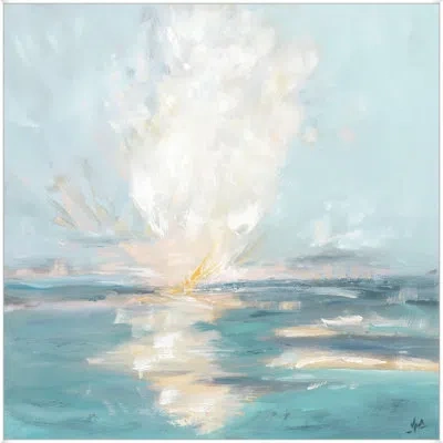 Wendover Art Group Serenade Of The Surf - Floater Frame Print On Canvas In Blue,beige,gray
