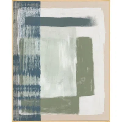 Wendover Art Group Serenity Colorblock 3 By Lillian August - Floater Frame Painting On Canvas In Blue;green;beige;ivory
