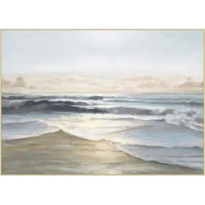 Wendover Art Group Setting Sun - Floater Frame Print On Canvas In Blue,white,beige,brown