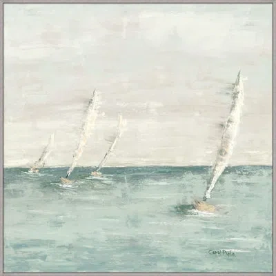 Wendover Art Group Shallow Sailing 1 - Floater Frame Print On Canvas In Blue,gray,beige