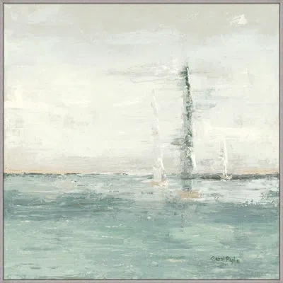 Wendover Art Group Shallow Sailing 2 - Floater Frame Print On Canvas In Blue,gray