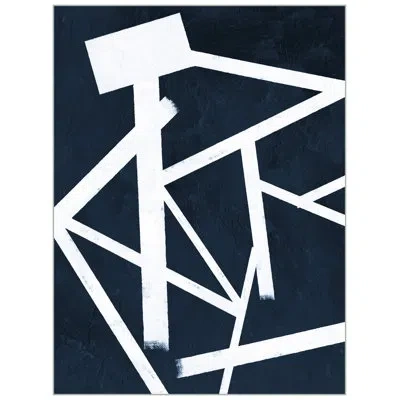 Wendover Art Group Sharp Edges Navy 1 By Christopher Kennedy - Floater Frame Painting On Canvas In White;navy