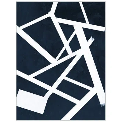 Wendover Art Group Sharp Edges Navy 2 By Christopher Kennedy - Floater Frame Painting On Canvas In White;navy