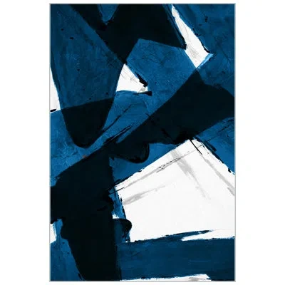 Wendover Art Group Shift 1 - Floater Frame Painting On Canvas In Blue;black;white