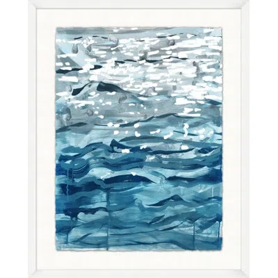 Wendover Art Group Shining Waves 1 - Single Picture Frame Print On Paper In Blue,white
