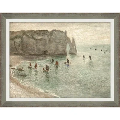 Wendover Art Group Ships Along The Coast - Picture Frame Painting On Paper In Blue;gray