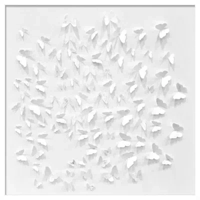 Wendover Art Group " Silver Butterfly Shadowbox 2 " In White