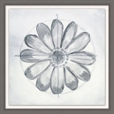 Wendover Art Group Silver Flower 2 - Picture Frame Drawing Print On Paper In Gray