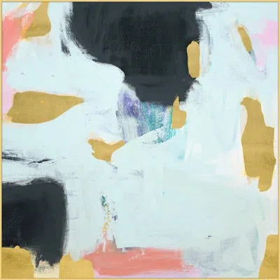 Wendover Art Group Sitting Around Dreaming - Floater Frame Painting On Canvas In Blue;black;yellow;pink
