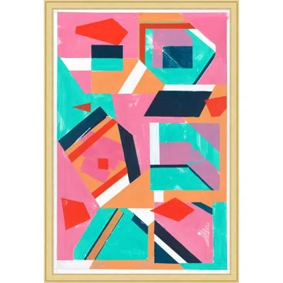Wendover Art Group Six Arranged Shapes - Picture Frame Painting In Red;pink;navy;turquoise