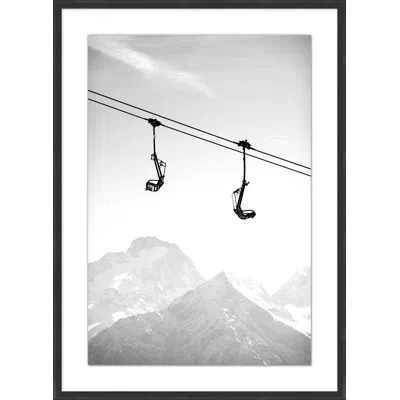 Wendover Art Group Ski Lift Diagonal 1 In Black,white,gray