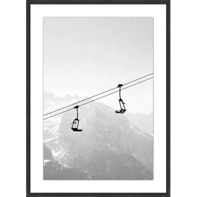 Wendover Art Group Ski Lift Diagonal 2 In Black,white,gray
