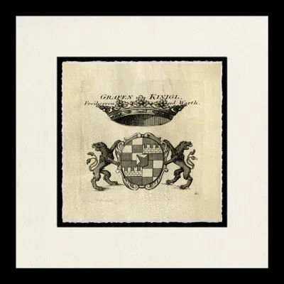 Wendover Art Group Small Crackled Crest 3 - Picture Frame Print On Paper In Black;beige
