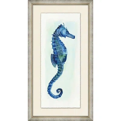 Wendover Art Group Small Watercolor Seahorse 1 - Picture Frame Painting On Paper In Blue;white