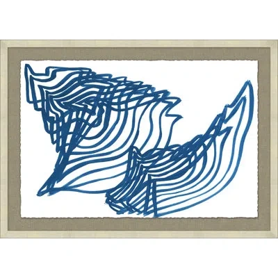 Wendover Art Group Sound Waves 2 By Thom Filicia - Floater Frame Painting On Paper In Blue