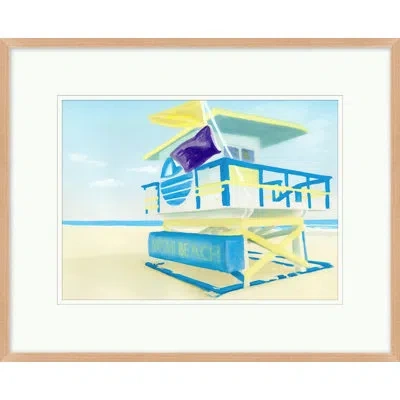 Wendover Art Group South Beach Shack 3 - Picture Frame Painting On Paper In Blue;yellow;purple
