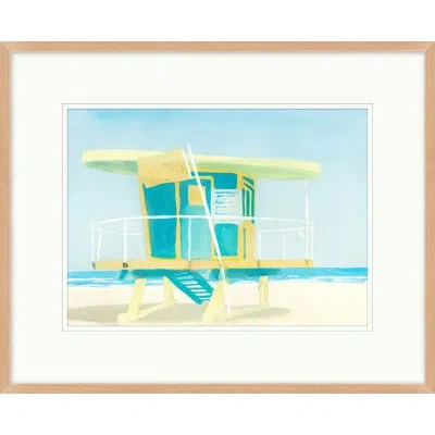 Wendover Art Group South Beach Shack 4 - Picture Frame Painting On Paper In Beige;yellow;aqua
