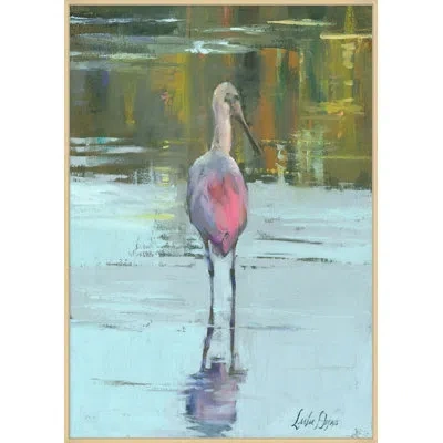 Wendover Art Group Spoonbill 1 - Floater Frame Print On Canvas In Blue,green,pink