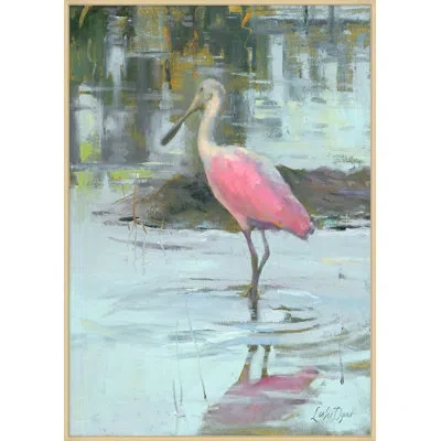 Wendover Art Group Spoonbill 2 - Floater Frame Print On Canvas In Blue,green,pink