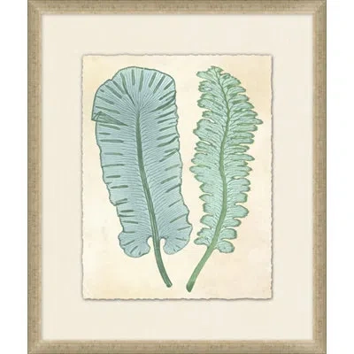 Wendover Art Group Spring Ferns 5 - Picture Frame Painting On Paper In Green;beige