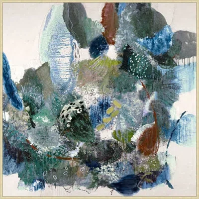 Wendover Art Group Spring Thoughts 1 - Floater Frame Print On Canvas In Black,blue,beige