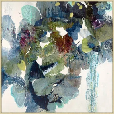 Wendover Art Group Spring Thoughts 2 - Floater Frame Print On Canvas In Black,blue,beige