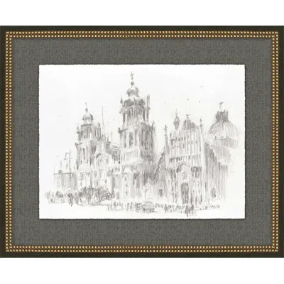 Wendover Art Group Stately Europe 3 - Picture Frame Drawing Print On Paper In White;gray
