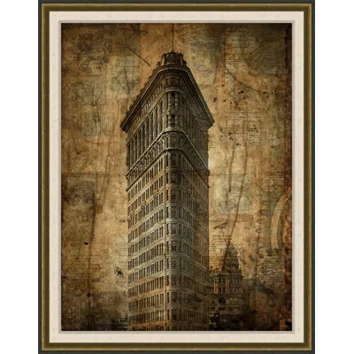 Wendover Art Group Steampunk Flatiron Building - Picture Frame Drawing Print On Paper In Brown;dark Gray