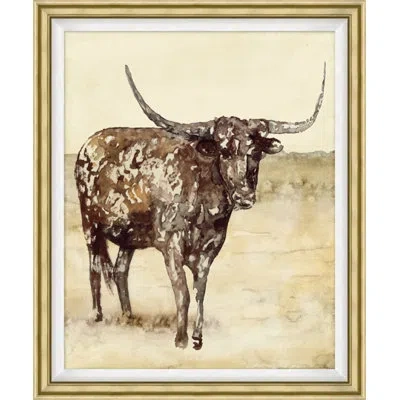 Wendover Art Group Steer 2 - Picture Frame Painting On Paper In Brown