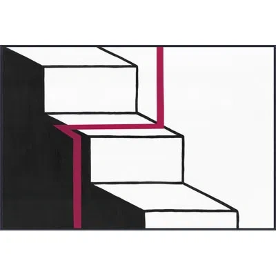 Wendover Art Group Stepping Lines 1 By Mat Sanders - Floater Frame Print On Canvas In Black,white,red