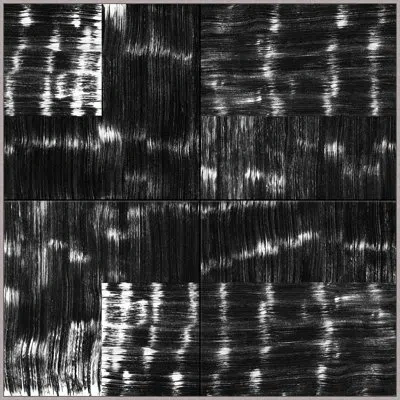 Wendover Art Group Strie Quad By Thom Filicia - Floater Frame Painting On Canvas In Black;white
