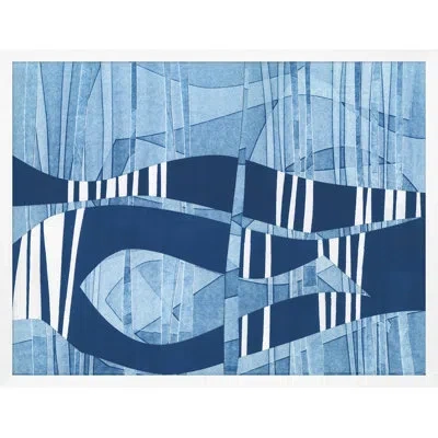 Wendover Art Group Stripes 3 - Picture Frame Graphic Art On Paper In Blue;white