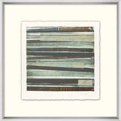 Wendover Art Group Stripes 4 - Picture Frame Painting On Paper In Blue;white;green