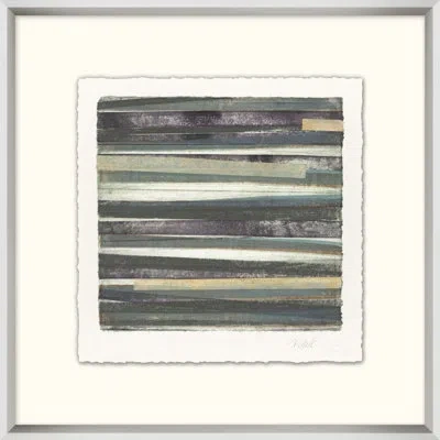 Wendover Art Group Stripes 6 - Picture Frame Painting On Paper In Blue;white;green