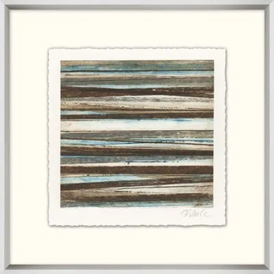 Wendover Art Group Stripes 8 - Picture Frame Painting On Paper In Blue;white;green