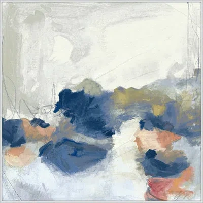 Wendover Art Group Studio Color By Lillian August - Floater Frame Painting On Canvas In Blue;white;navy