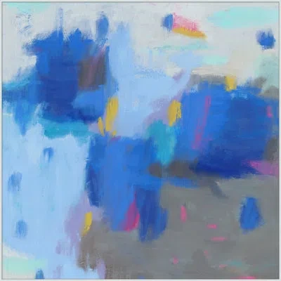 Wendover Art Group Summer At The Coast - Floater Frame Painting On Canvas In Blue;gray;purple