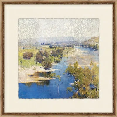 Wendover Art Group Summer Estuary 1 - Picture Frame Painting On Paper In Blue;white;green;yellow