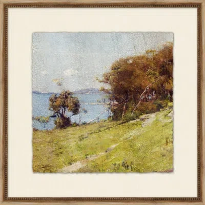 Wendover Art Group Summer Estuary 2 - Picture Frame Painting On Paper In Blue;brown;green;gray