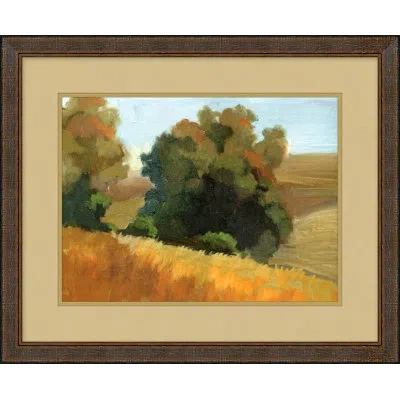 Wendover Art Group Summer Hills 2 - Picture Frame Painting On Paper In Blue;white;green;yellow