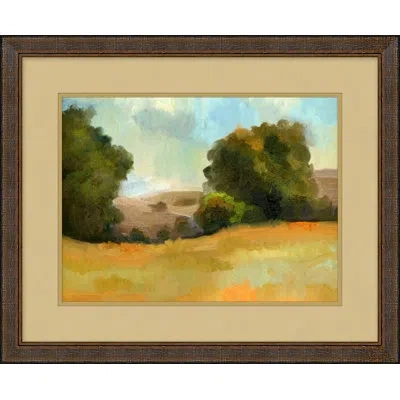 Wendover Art Group Summer Hills 3 - Picture Frame Painting On Paper In Blue;white;green;yellow
