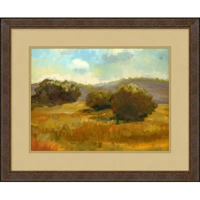 Wendover Art Group Summer Hills 4 - Picture Frame Painting On Paper In Blue;white;green;yellow
