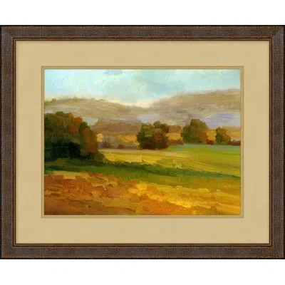 Wendover Art Group Summer Hills 5 - Picture Frame Painting On Paper In Blue;white;green;yellow