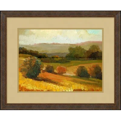 Wendover Art Group Summer Hills 6 - Picture Frame Painting On Paper In Blue;white;green;yellow