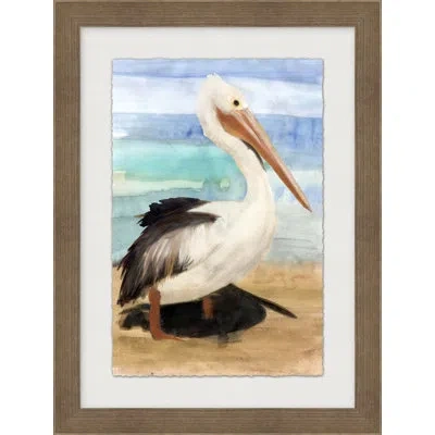 Wendover Art Group Summer Pelican 1 - Picture Frame Painting On Paper In Blue;black;white
