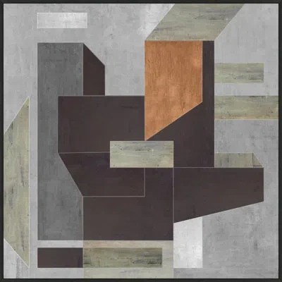 Wendover Art Group Superstruct By Thom Filicia - Floater Frame Painting On Canvas In Brown;green;gray