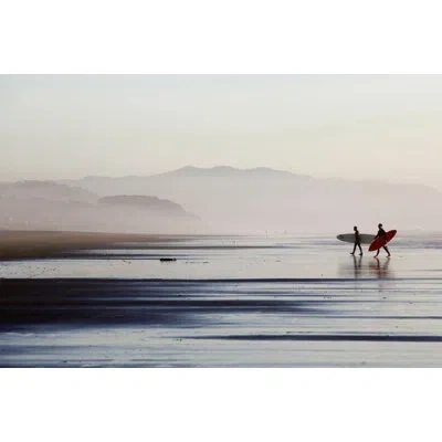 Wendover Art Group Surfers At Ocean Beach - No Frame Print In Blue;black;white